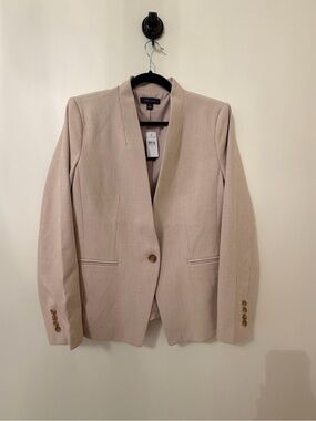 Ann Taylor Long Collarless Blazer in Fluid Crepe